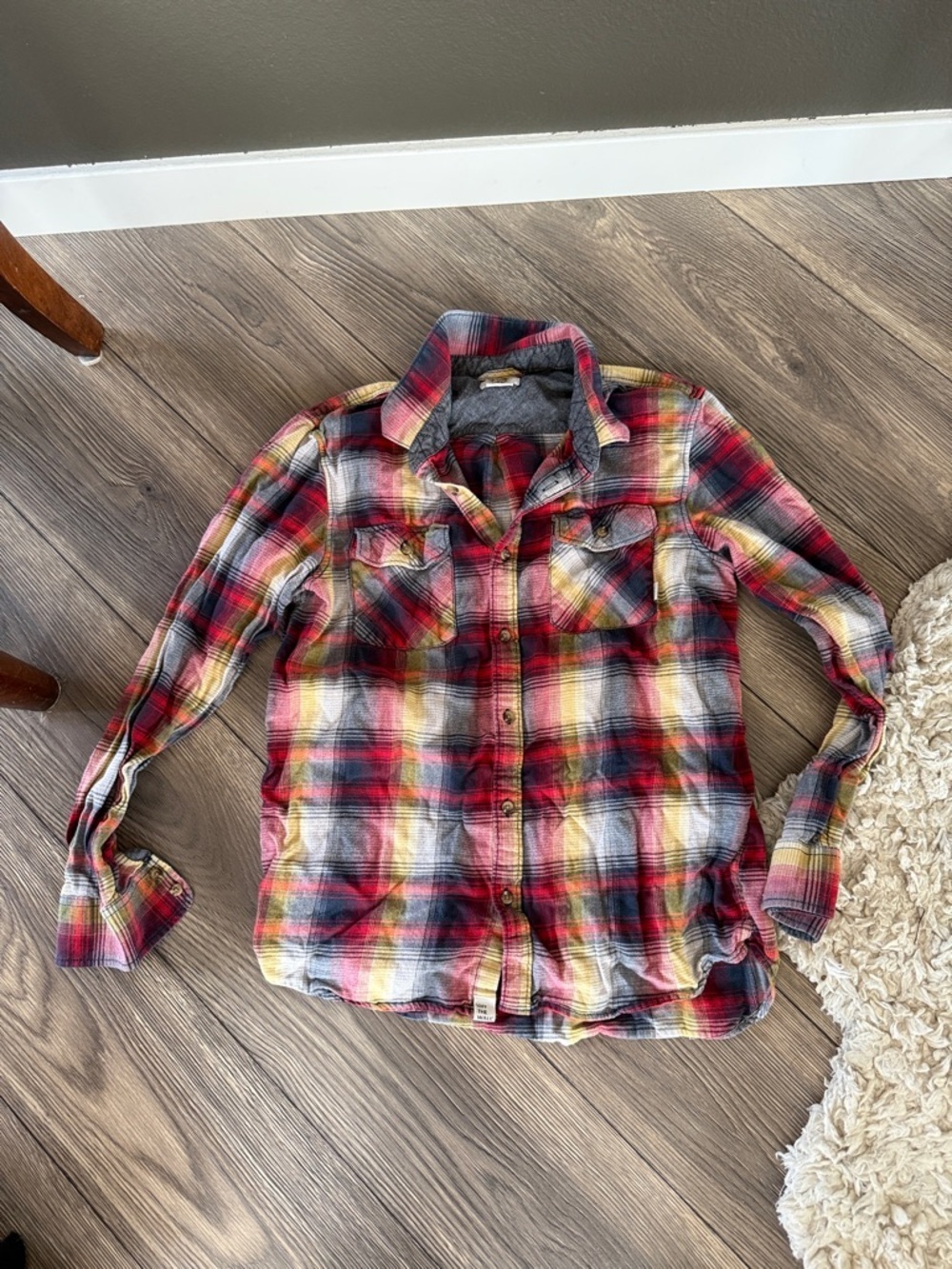 Vans Gray red plaid  Flannel size medium